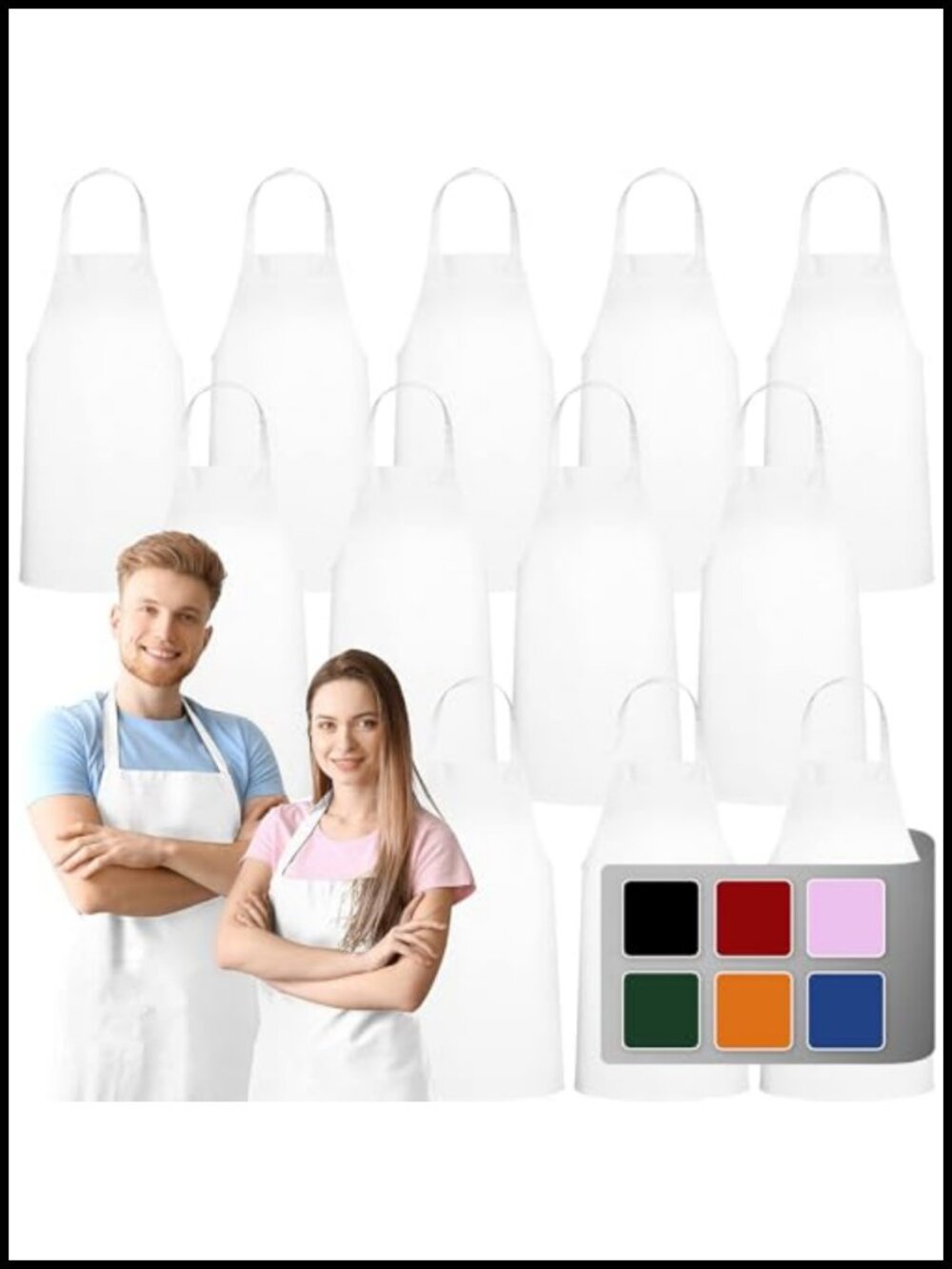 12 Pack Bib Apron 100% Polyester Machine Washable Unisex Bulk Kitchen BBQ